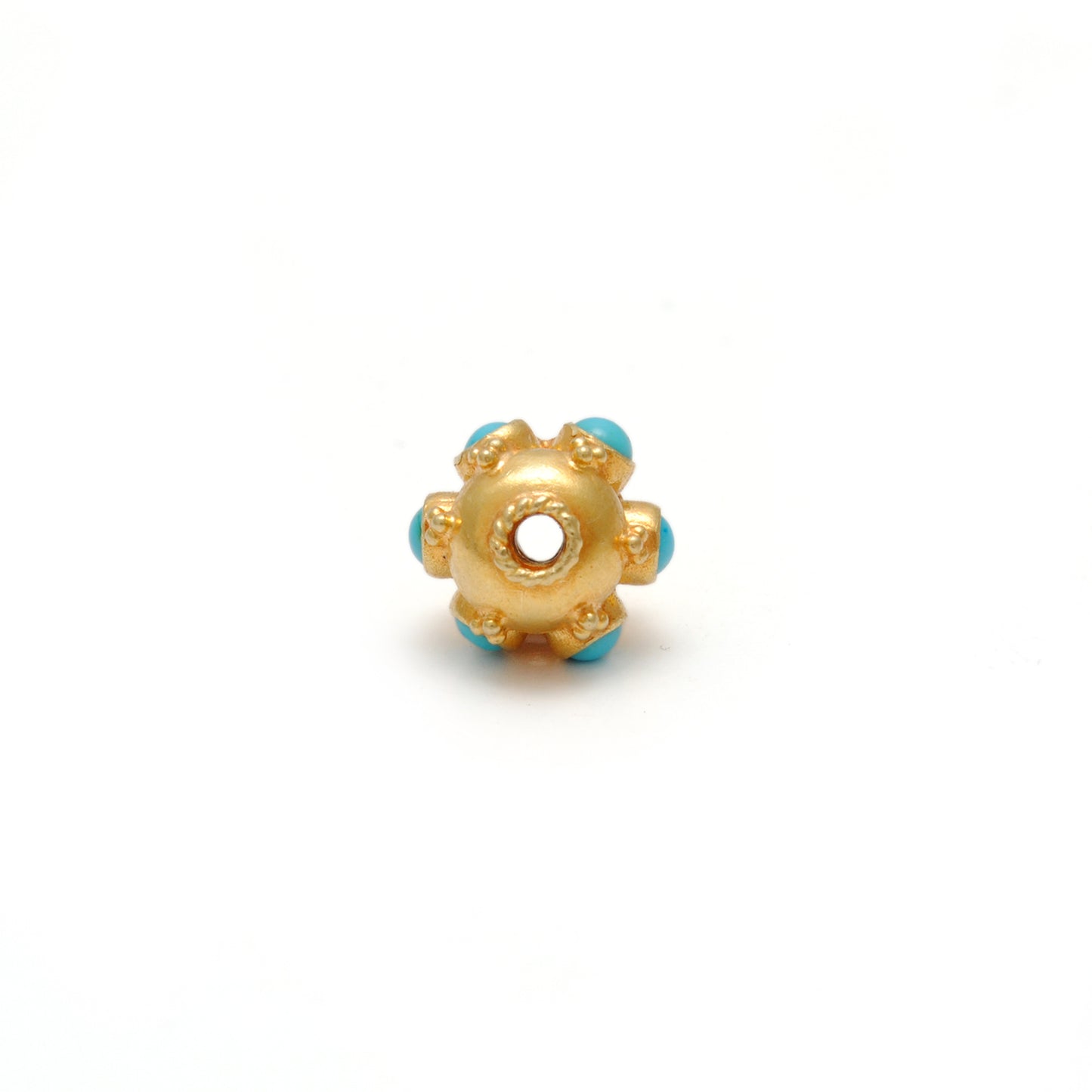 18k Yellow Gold Turquoise Wheel Spacer Bead 9mm