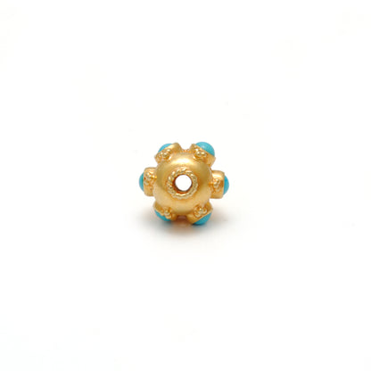 18k Yellow Gold Turquoise Wheel Spacer Bead 9mm