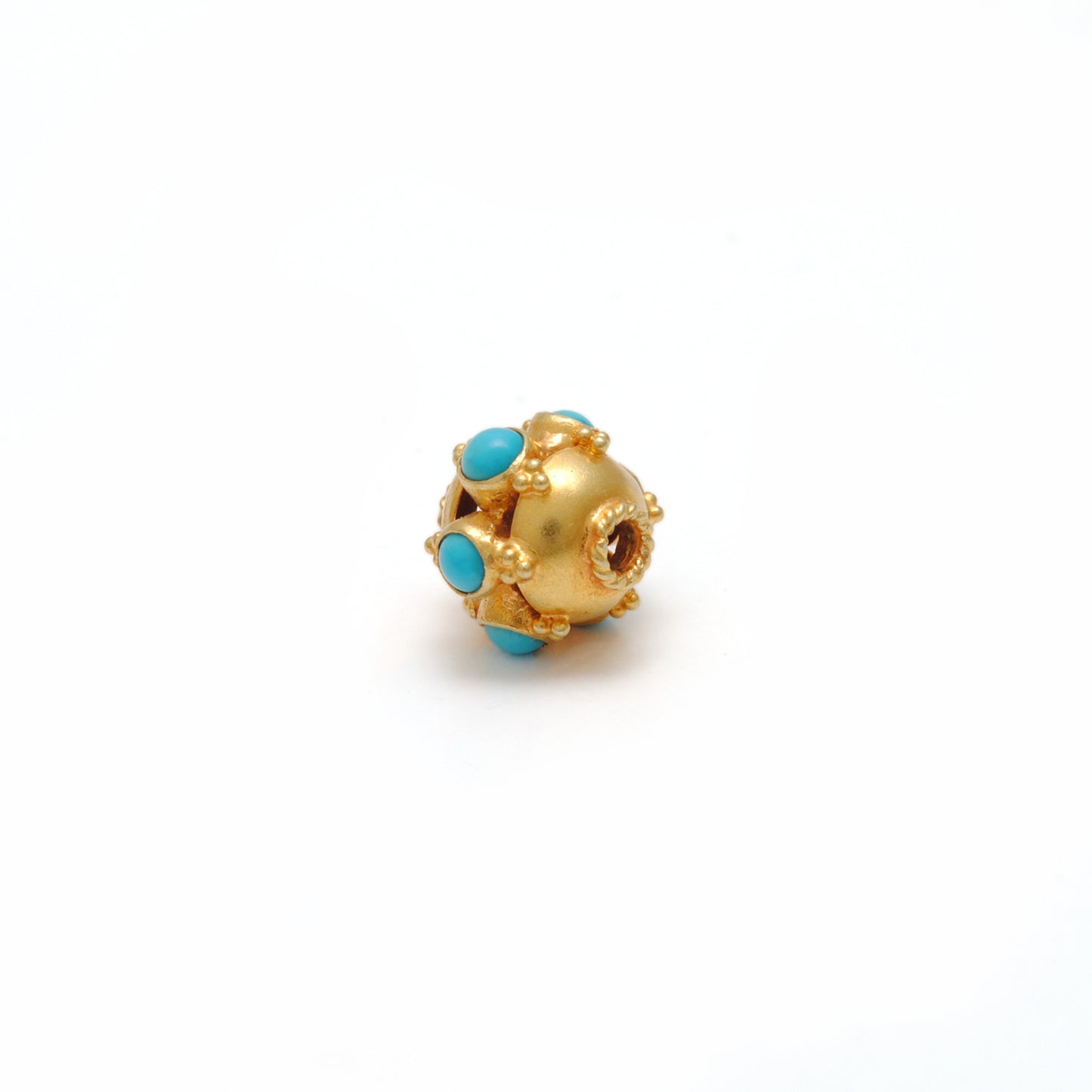 18k Yellow Gold Turquoise Wheel Spacer Bead 9mm