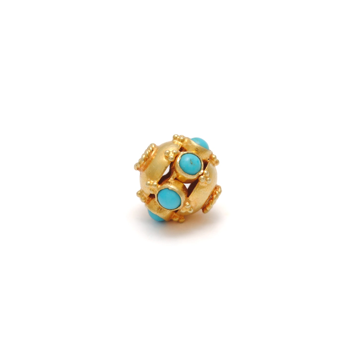 18k Yellow Gold Turquoise Wheel Spacer Bead 9mm