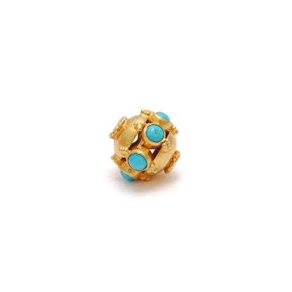 18k Yellow Gold Turquoise Wheel Spacer Bead 9mm