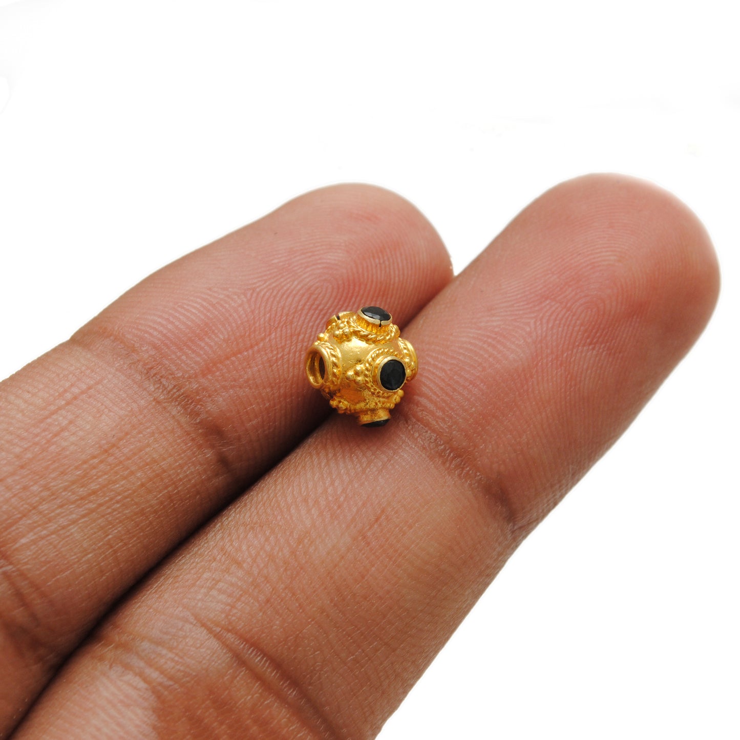 18k Yellow Gold Round Wheel Spacer Bead Finding 8mm