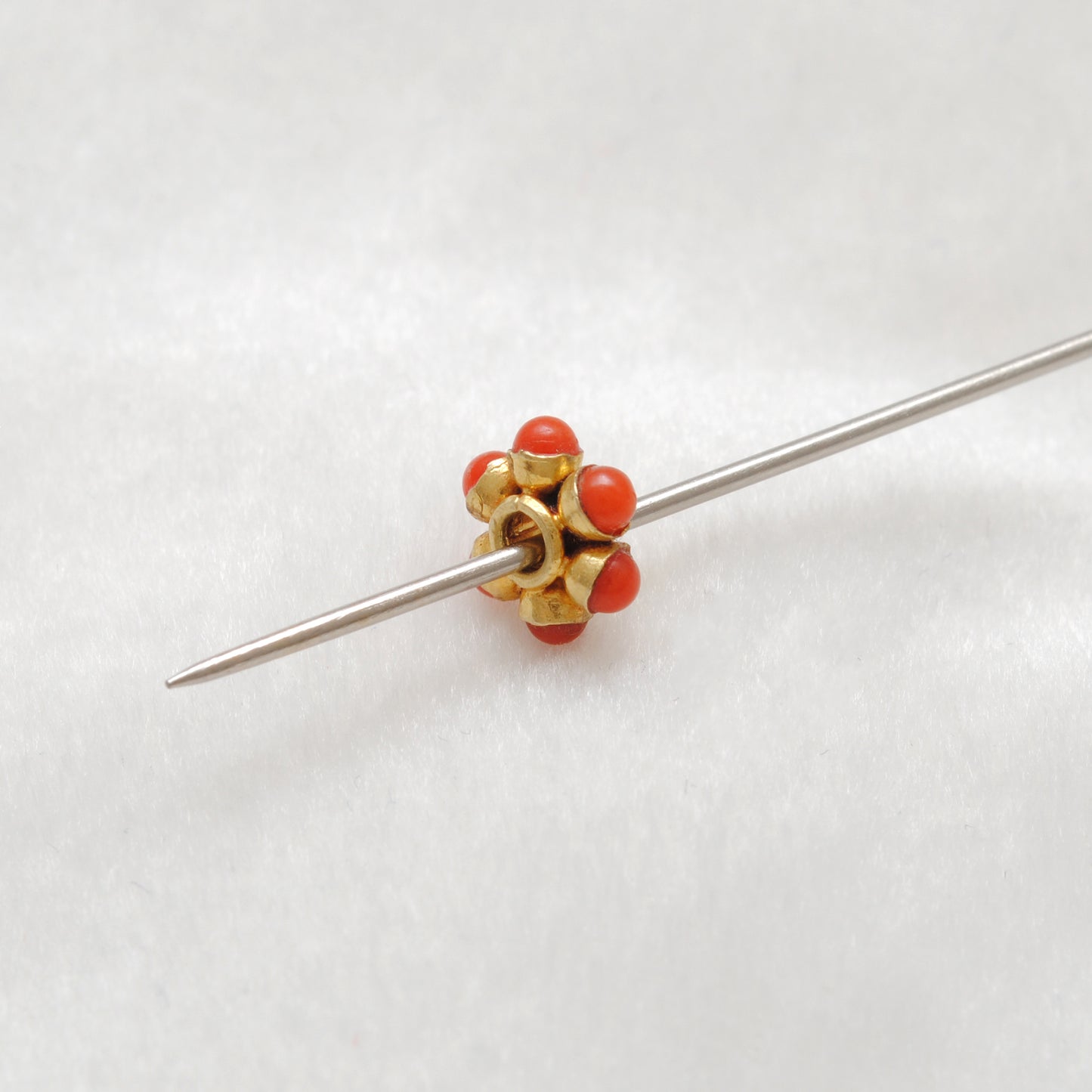 18k Gold Bead Wheel Coral Stone Spacer Beads 8mm