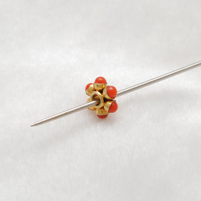 18k Gold Bead Wheel Coral Stone Spacer Beads 8mm