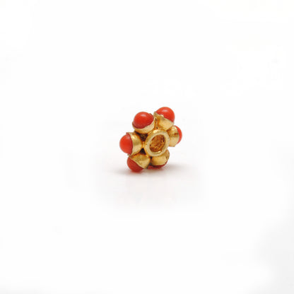 18k Gold Bead Wheel Coral Stone Spacer Beads 8mm
