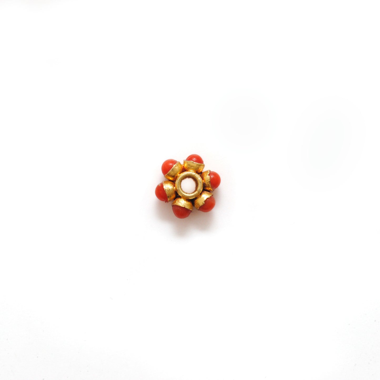 18k Gold Bead Wheel Coral Stone Spacer Beads 8mm