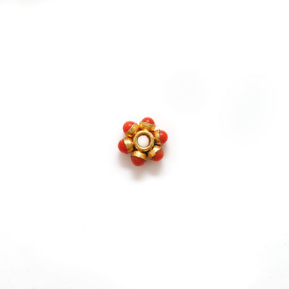 18k Gold Bead Wheel Coral Stone Spacer Beads 8mm