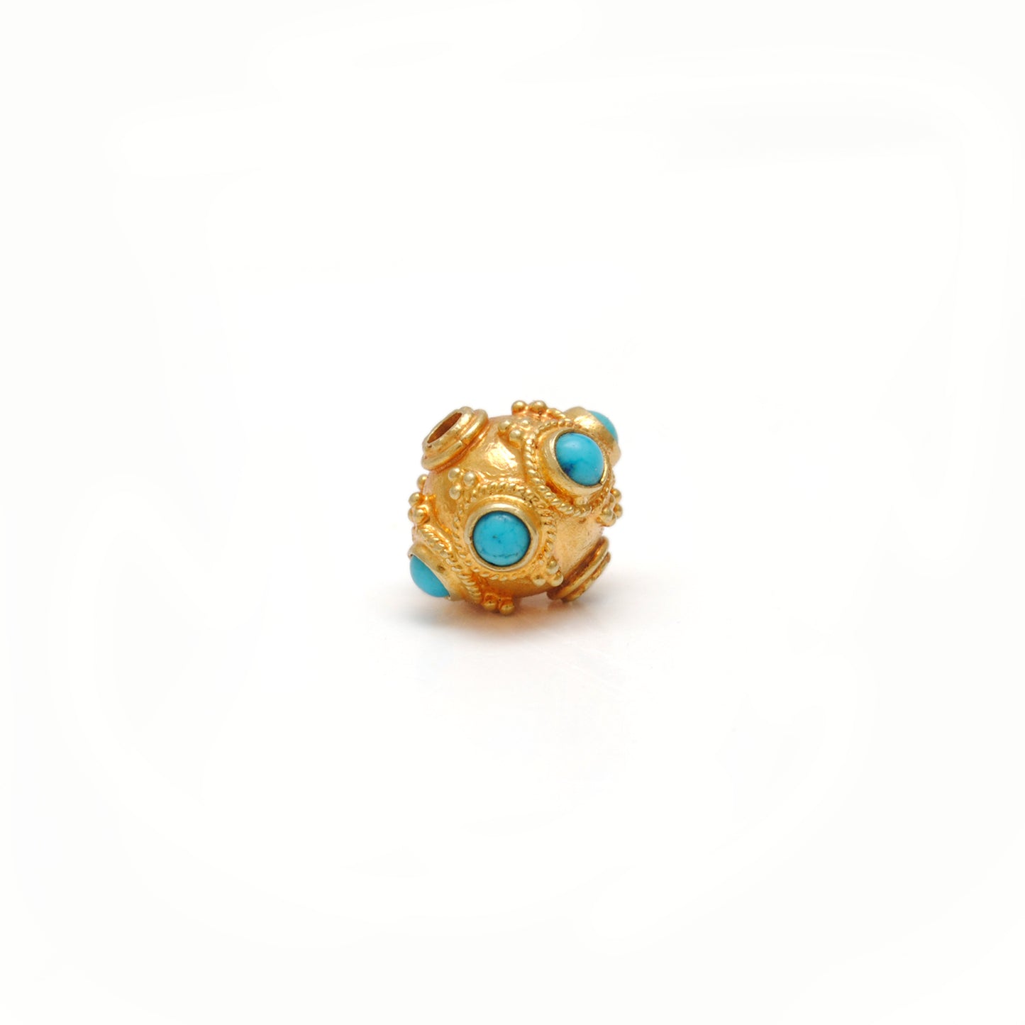 9mm 18k Solid Gold Turquoise Spacer Beads