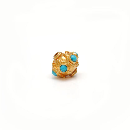9mm 18k Solid Gold Turquoise Spacer Beads