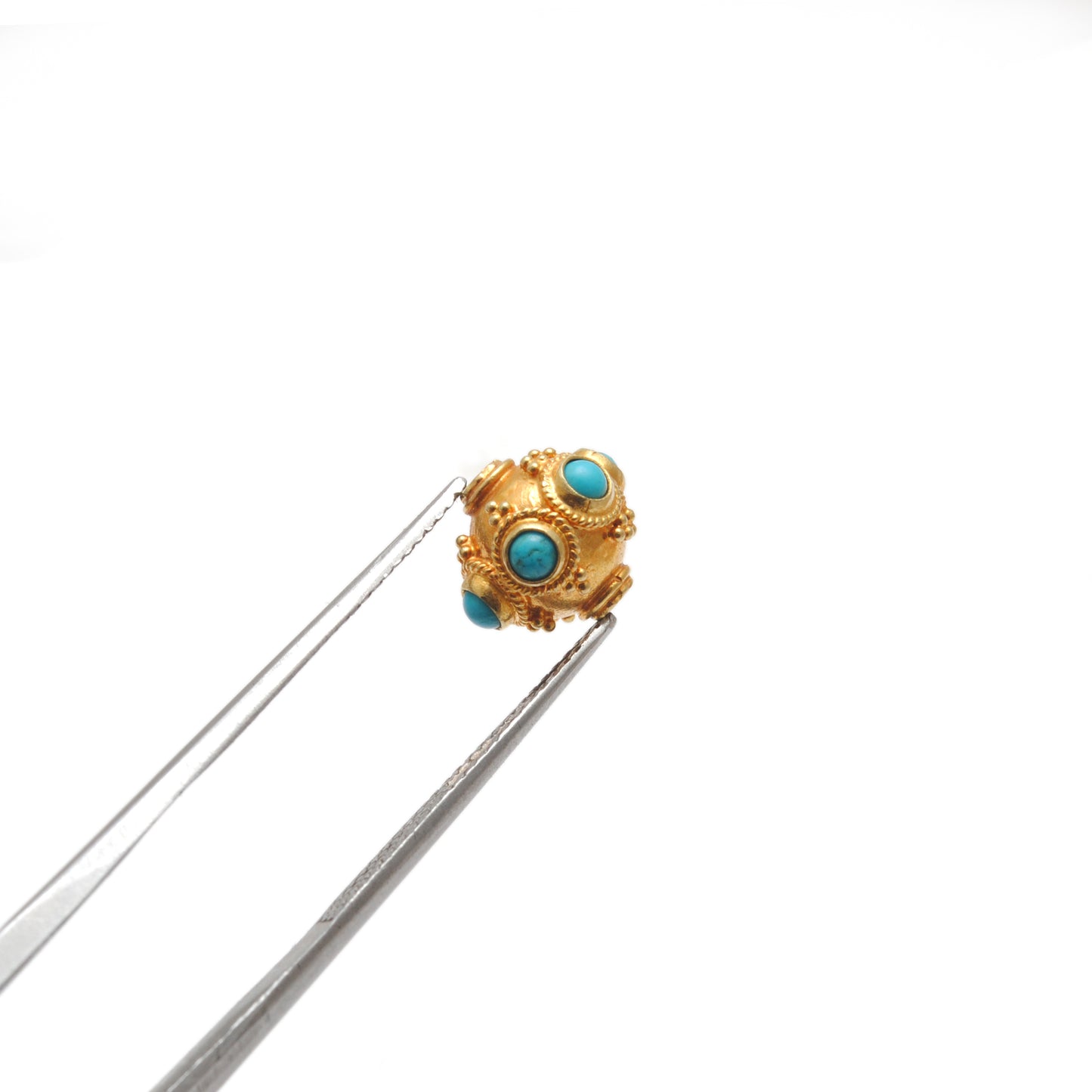 9mm 18k Solid Gold Turquoise Spacer Beads