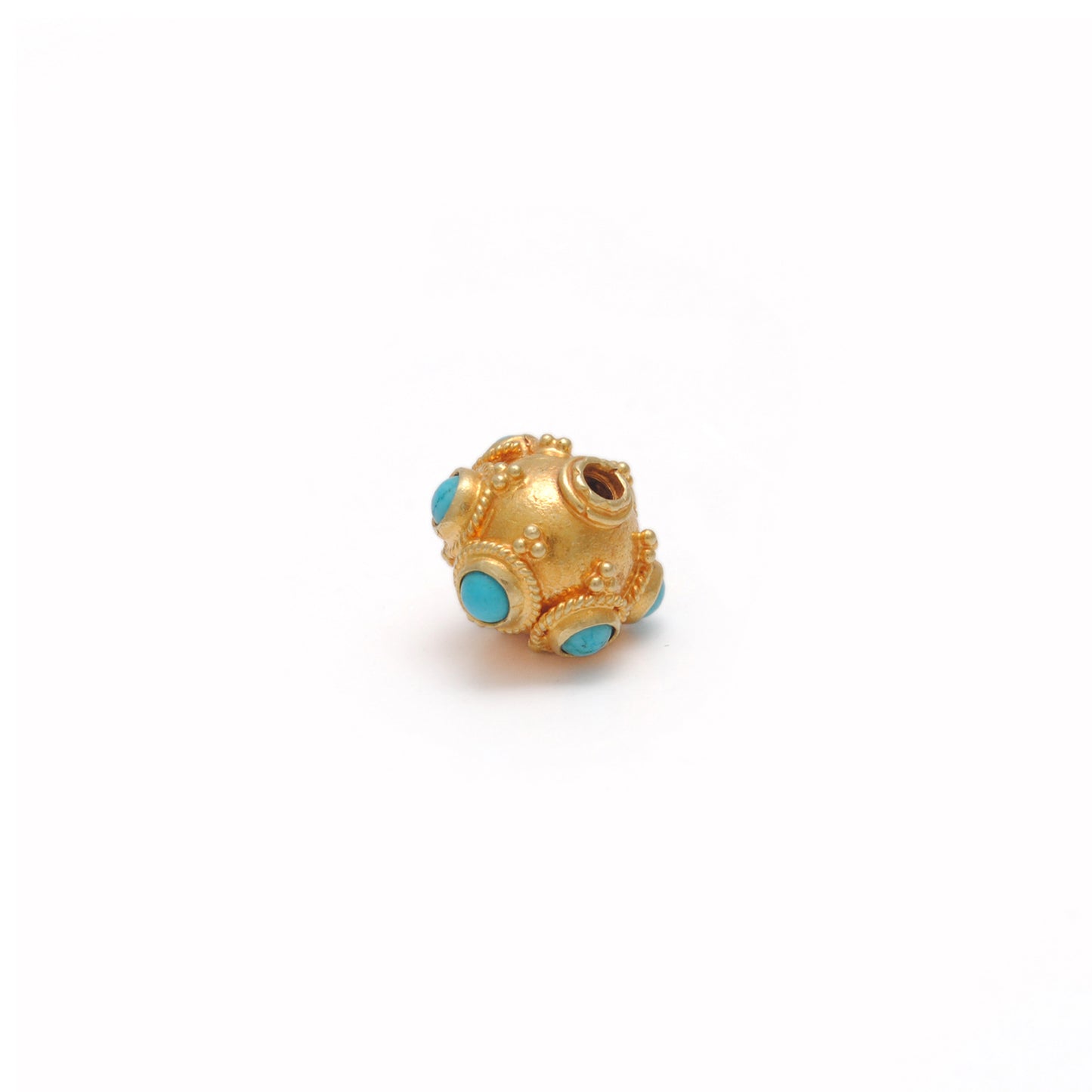 9mm 18k Solid Gold Turquoise Spacer Beads