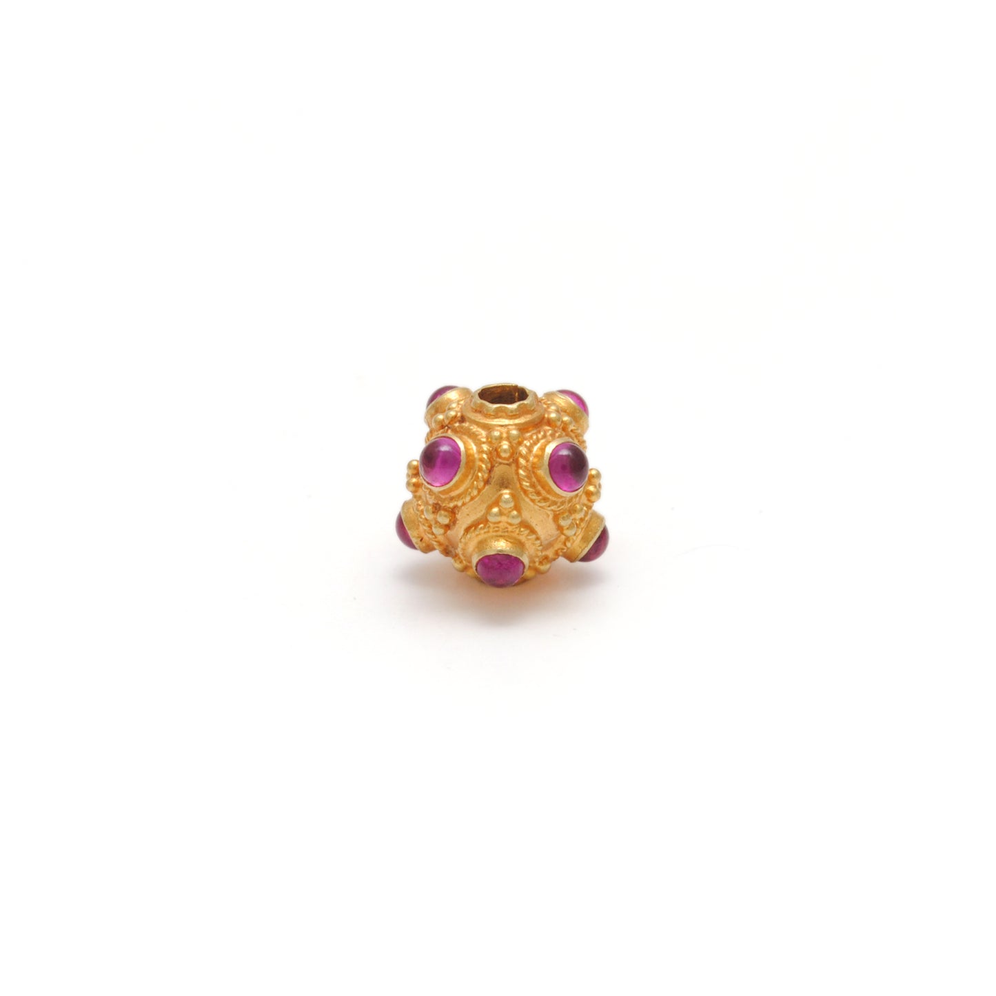 18k Solid Yellow Gold Ruby Filigree Ball Spacer Beads 8mm