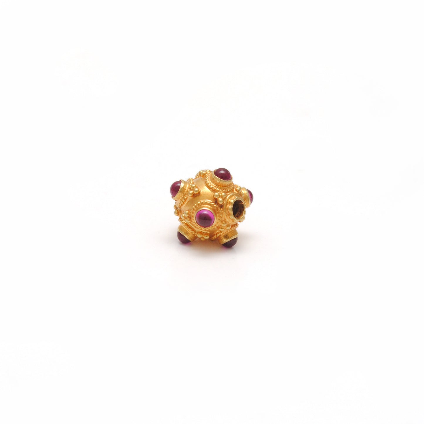 18k Solid Yellow Gold Ruby Filigree Ball Spacer Beads 8mm