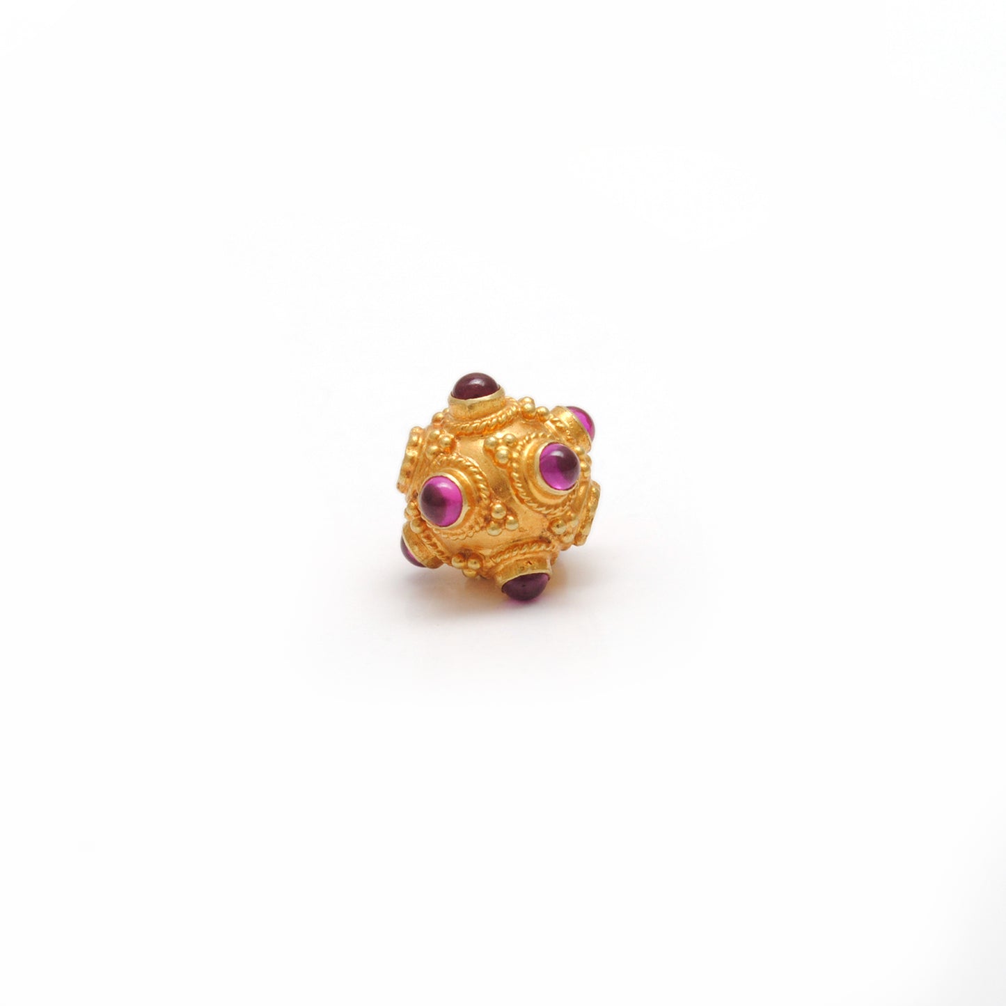 18k Solid Yellow Gold Ruby Filigree Ball Spacer Beads 8mm