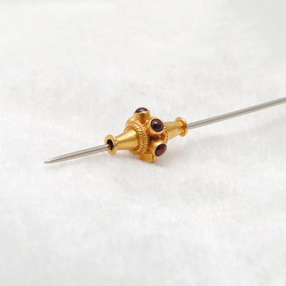 18k Yellow Gold Ruby Fancy Tube Beads - 10X15 MM