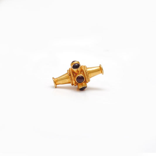 18k Yellow Gold Ruby Fancy Tube Beads - 10X15 MM