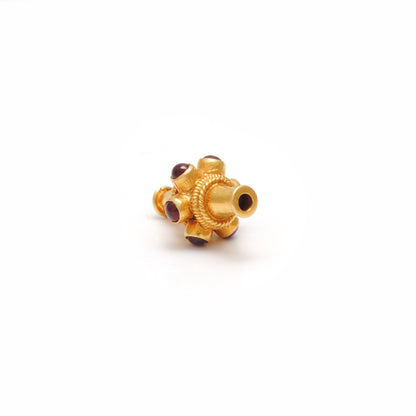 18k Yellow Gold Ruby Fancy Tube Beads - 10X15 MM