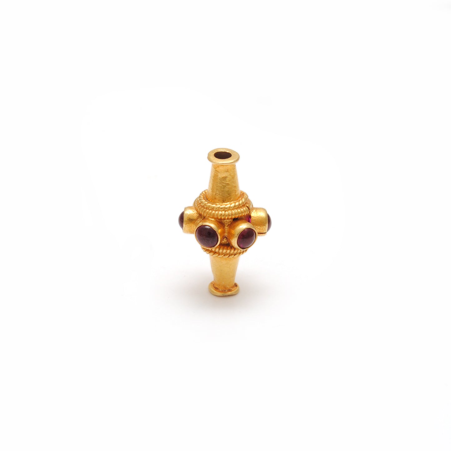 18k Yellow Gold Ruby Fancy Tube Beads - 10X15 MM