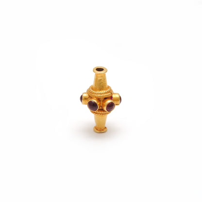 18k Yellow Gold Ruby Fancy Tube Beads - 10X15 MM