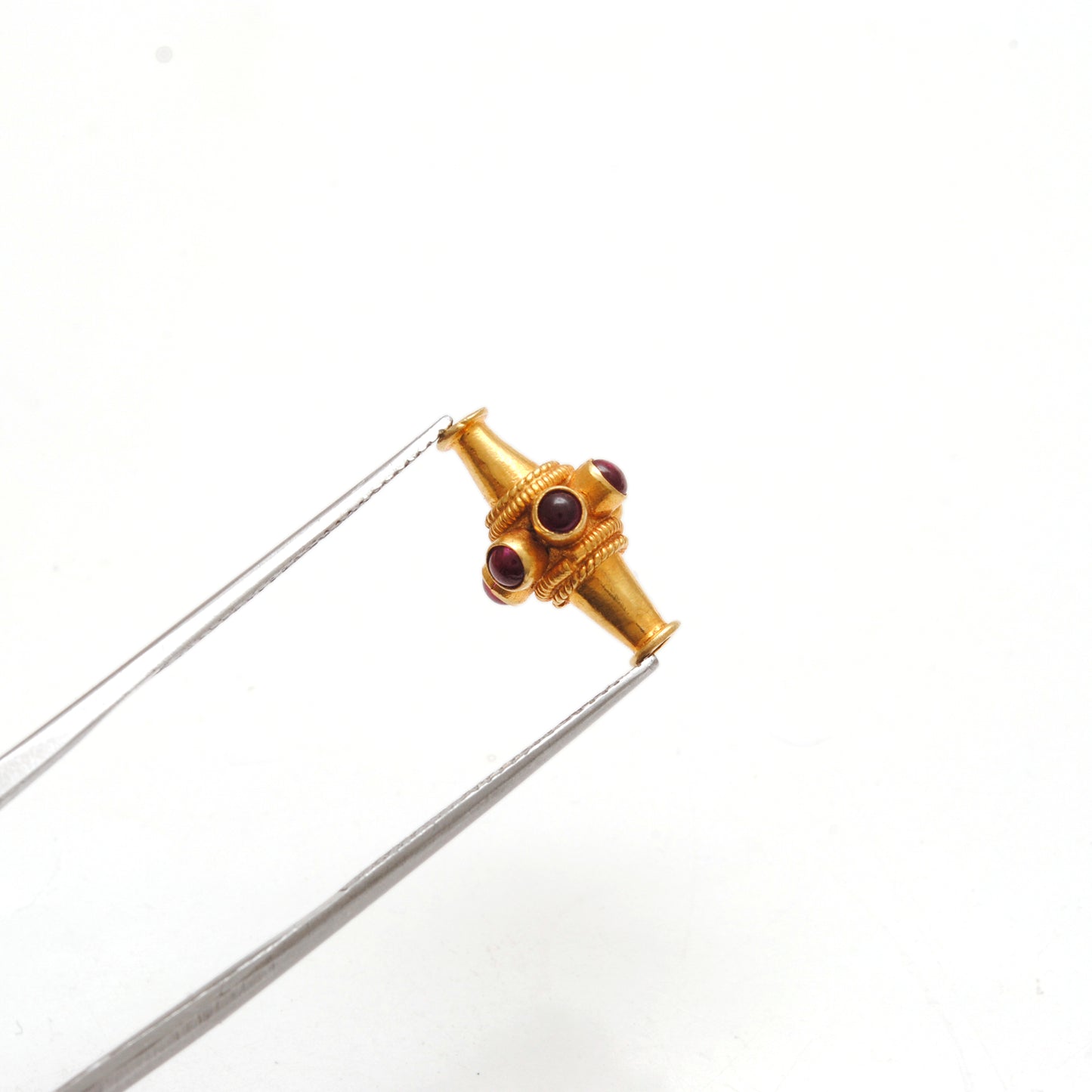 18k Yellow Gold Ruby Fancy Tube Beads - 10X15 MM