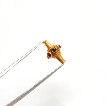18k Yellow Gold Ruby Fancy Tube Beads - 10X15 MM