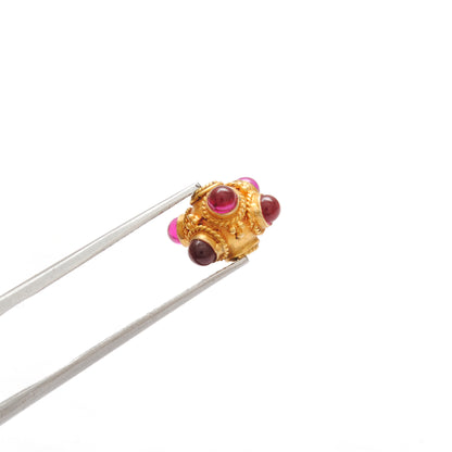 18k Solid Yellow Gold Ruby Round Beads 8mm