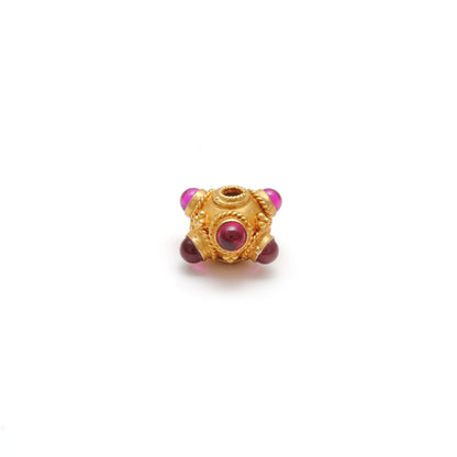 18k Solid Yellow Gold Ruby Round Beads 8mm