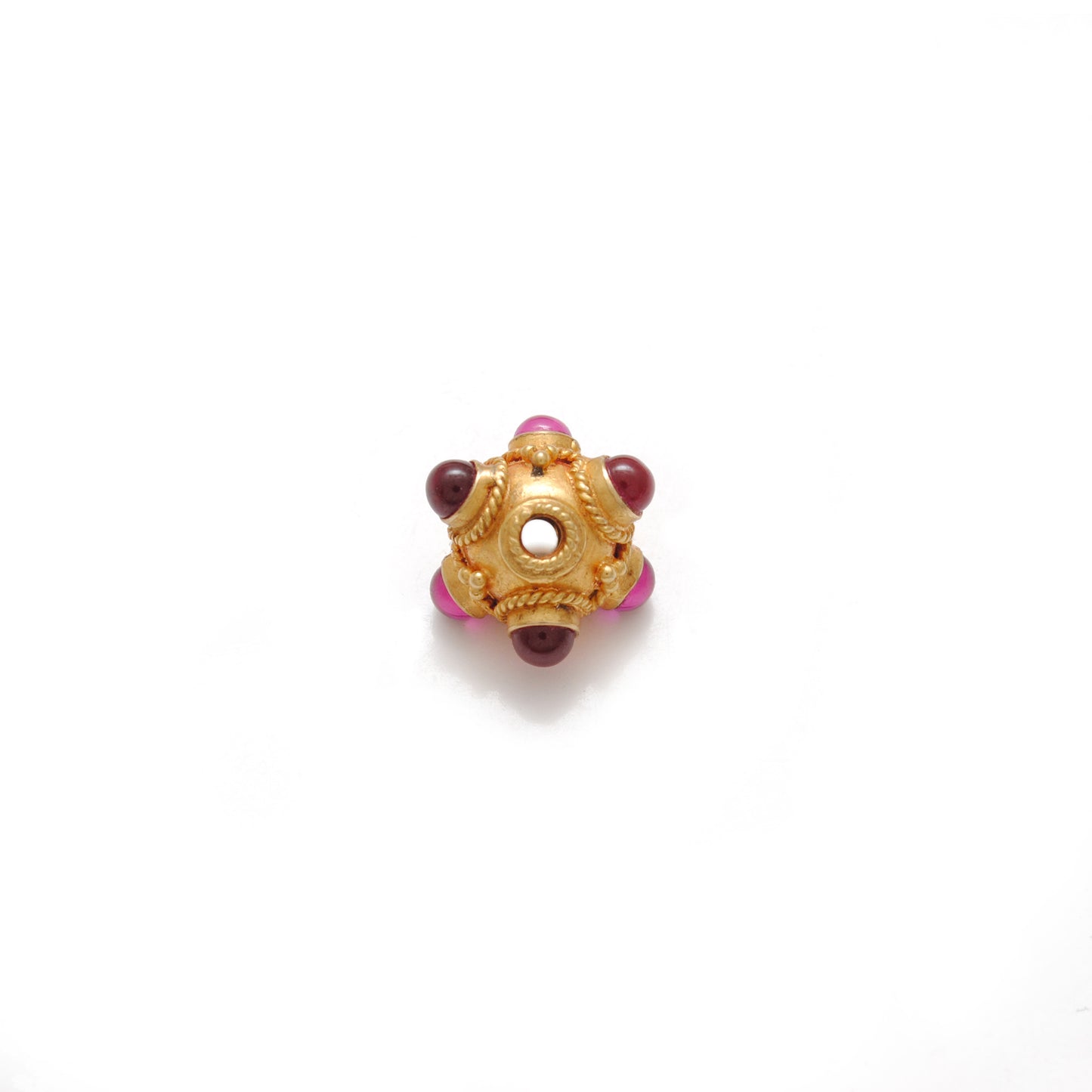 18k Solid Yellow Gold Ruby Round Beads 8mm