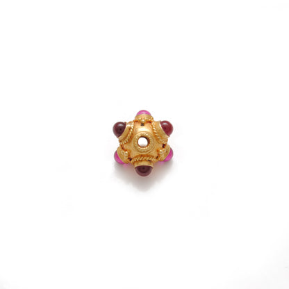 18k Solid Yellow Gold Ruby Round Beads 8mm