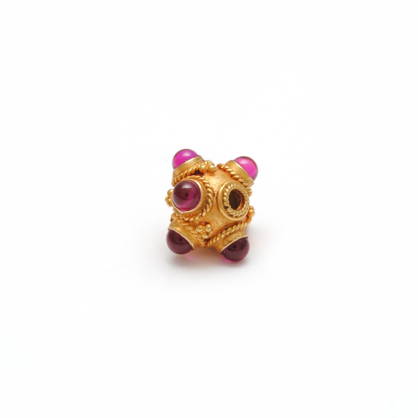 18k Solid Yellow Gold Ruby Round Beads 8mm