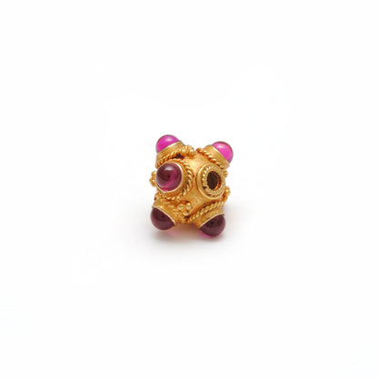 18k Solid Yellow Gold Ruby Round Beads 8mm