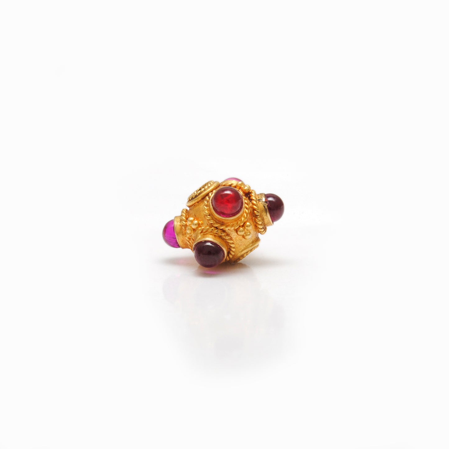 18k Solid Yellow Gold Ruby Round Beads 8mm