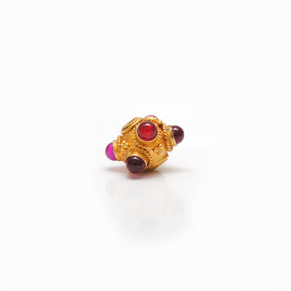 18k Solid Yellow Gold Ruby Round Beads 8mm