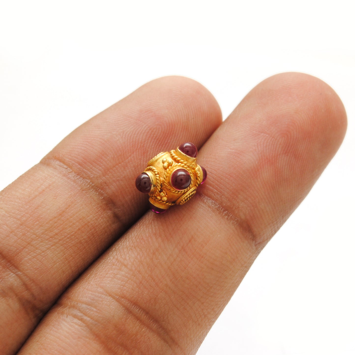 18k Solid Yellow Gold Ruby Round Beads 8mm