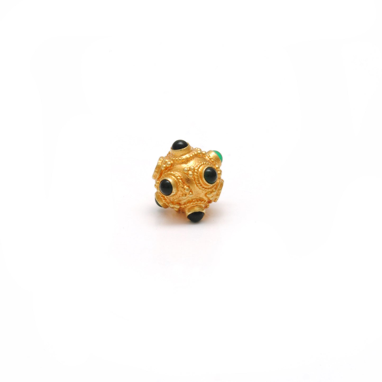18K Solid Yellow Gold Emerald Ball Spacer Beads 8mm