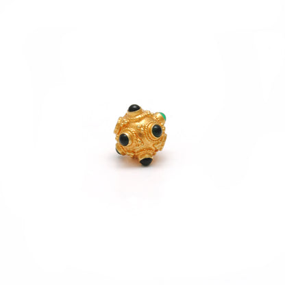 18K Solid Yellow Gold Emerald Ball Spacer Beads 8mm