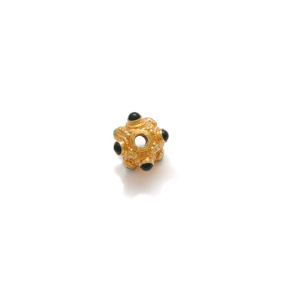 18K Solid Yellow Gold Emerald Ball Spacer Beads 8mm