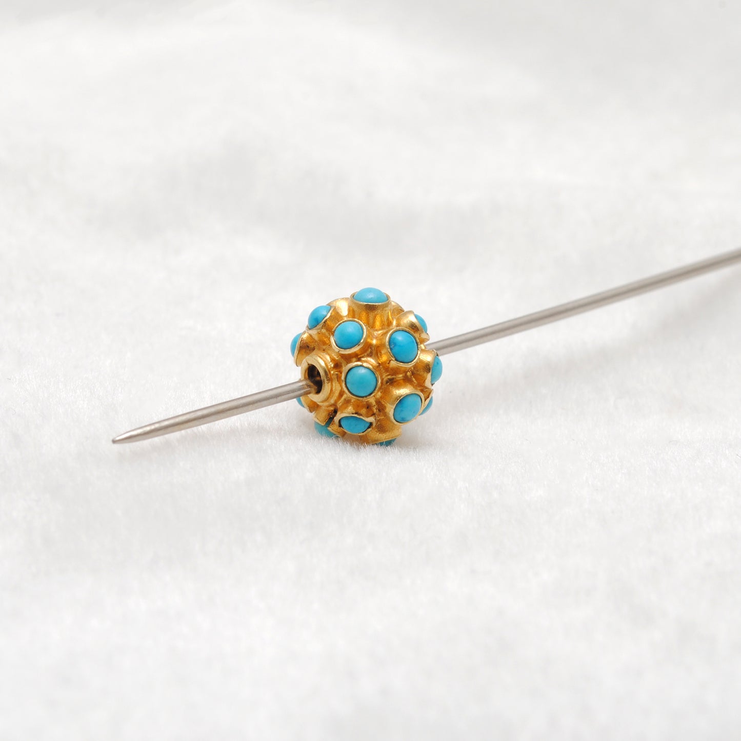 18k Yellow Gold 9mm Turquoise Ball Spacer Beads