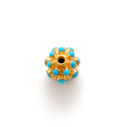 18k Yellow Gold 9mm Turquoise Ball Spacer Beads
