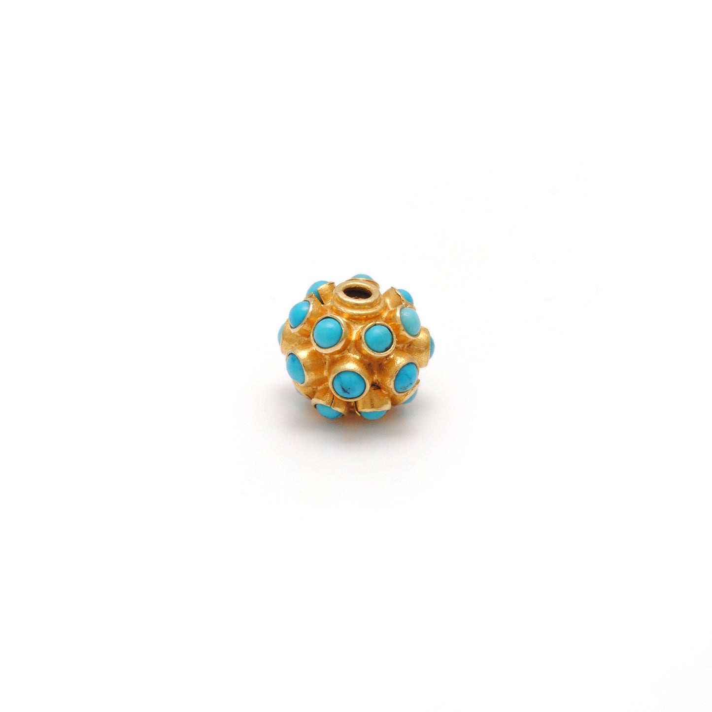 18k Yellow Gold 9mm Turquoise Ball Spacer Beads