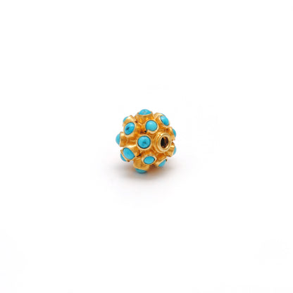 18k Yellow Gold 9mm Turquoise Ball Spacer Beads