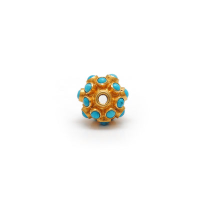 18k Yellow Gold 9mm Turquoise Ball Spacer Beads