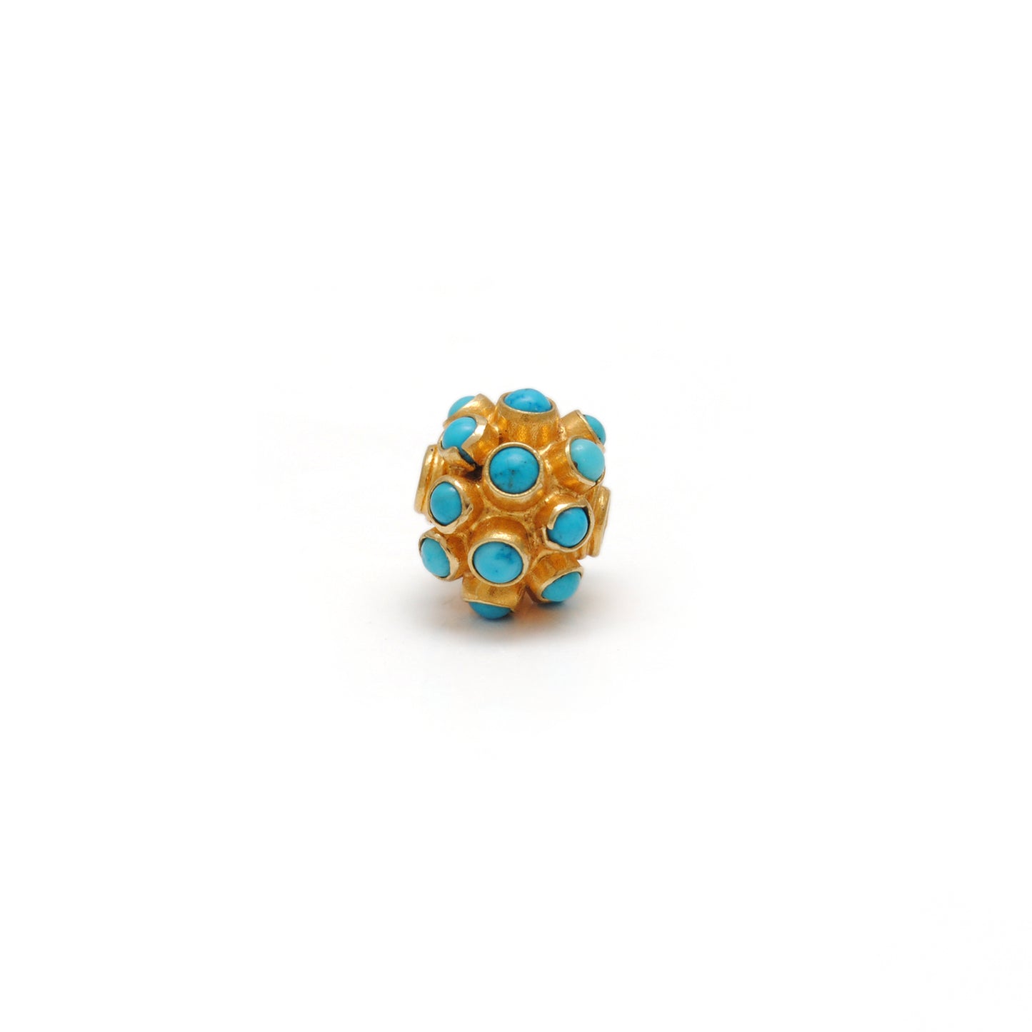 18k Yellow Gold 9mm Turquoise Ball Spacer Beads