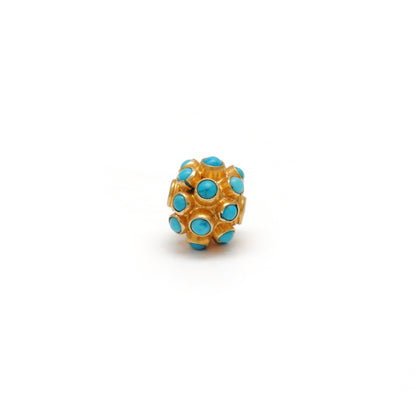 18k Yellow Gold 9mm Turquoise Ball Spacer Beads