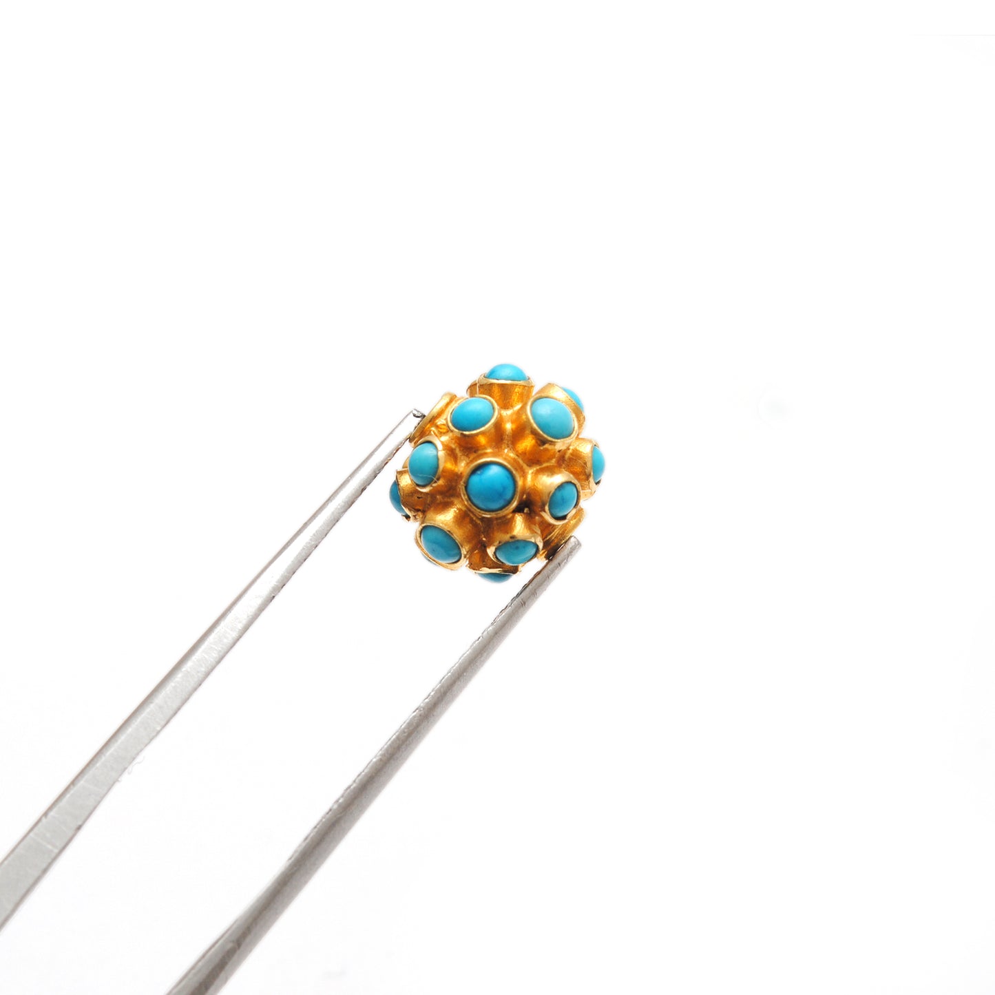 18k Yellow Gold 9mm Turquoise Ball Spacer Beads