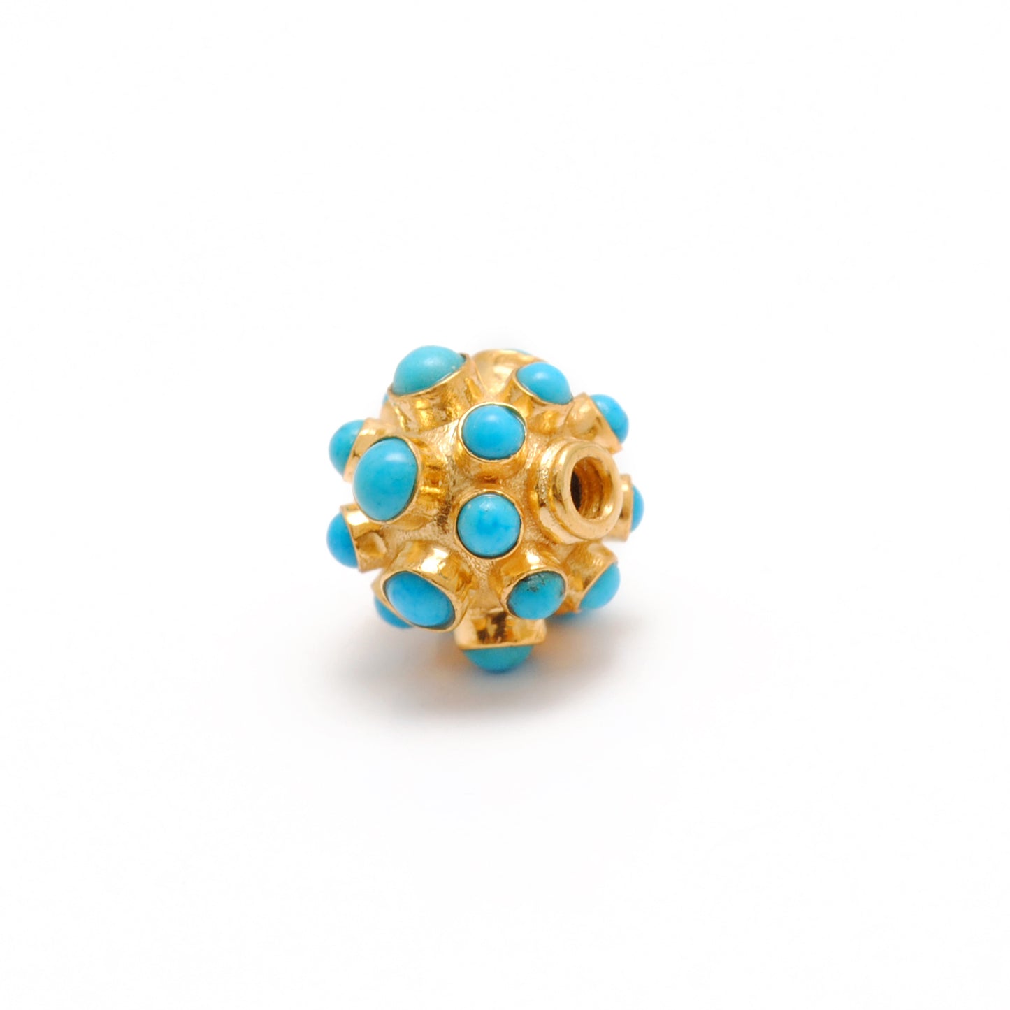 18k Yellow Gold 9mm Turquoise Ball Spacer Beads