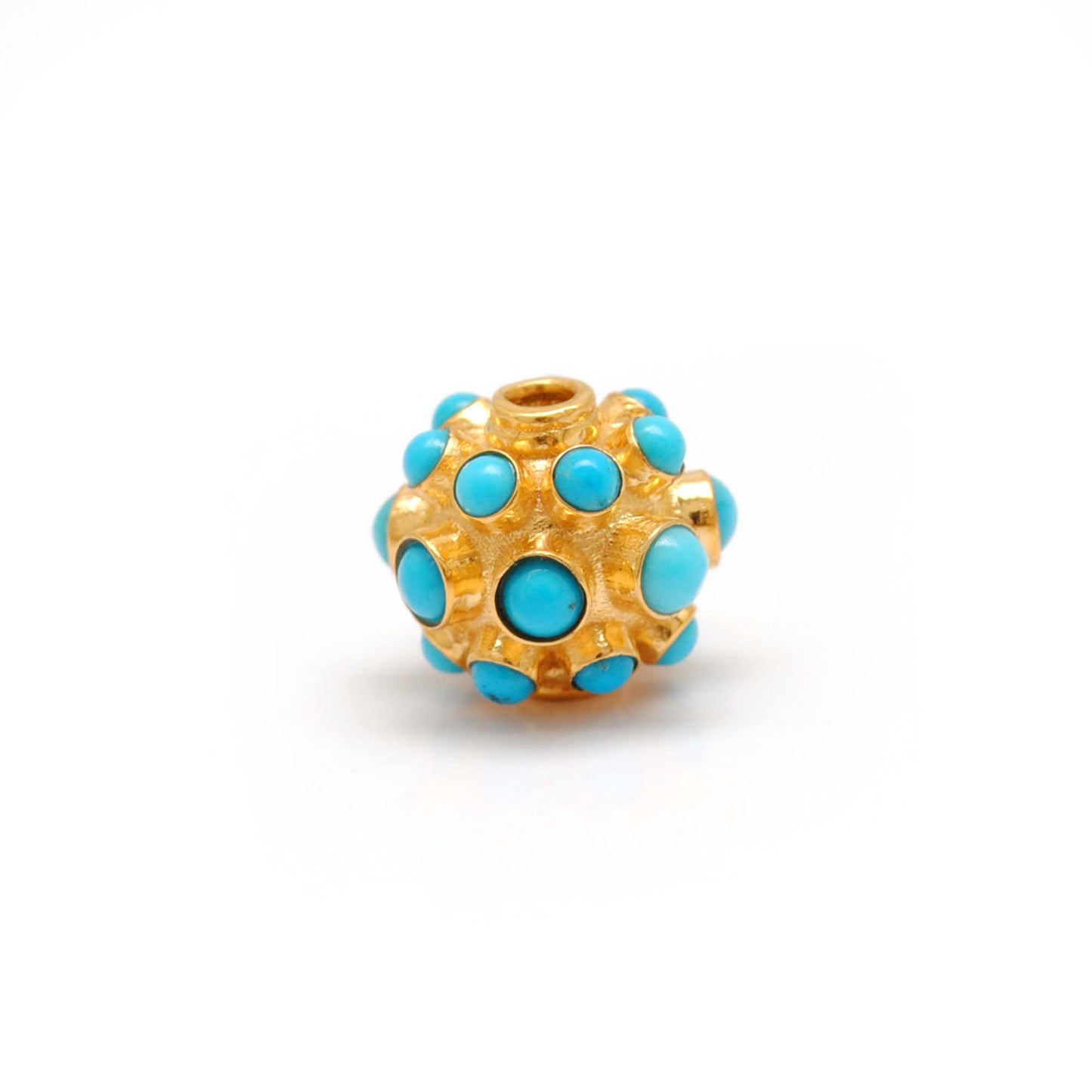 18k Yellow Gold 9mm Turquoise Ball Spacer Beads