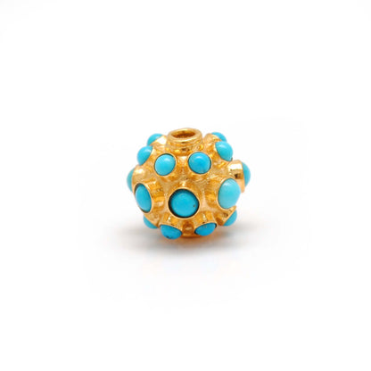 18k Yellow Gold 9mm Turquoise Ball Spacer Beads