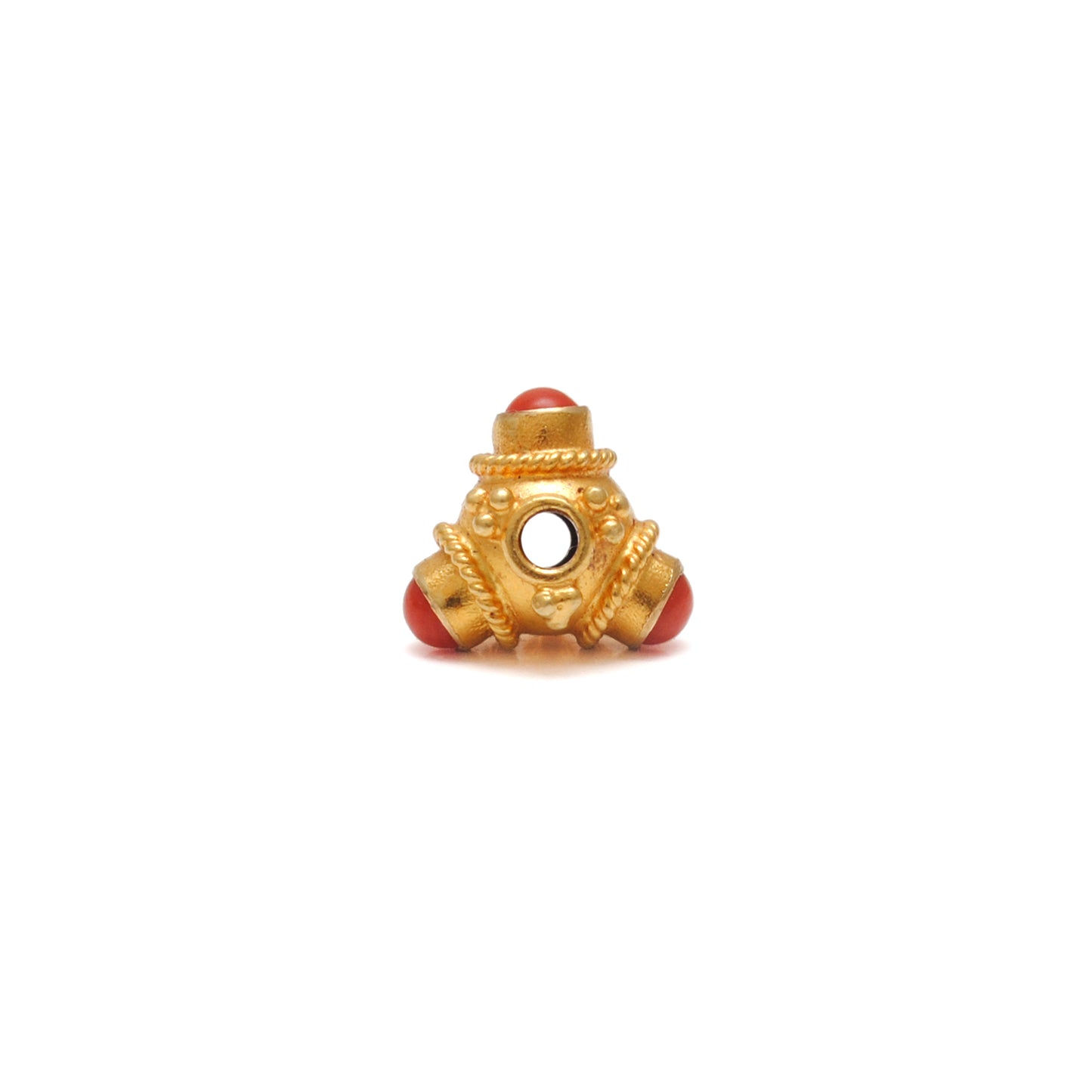 18K Gold Spacer Beads Coral Stone Triangle DIY Craft