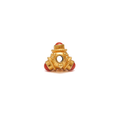 18K Gold Spacer Beads Coral Stone Triangle DIY Craft